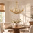 6- Light Gold-Leaf Crystal Chandelier