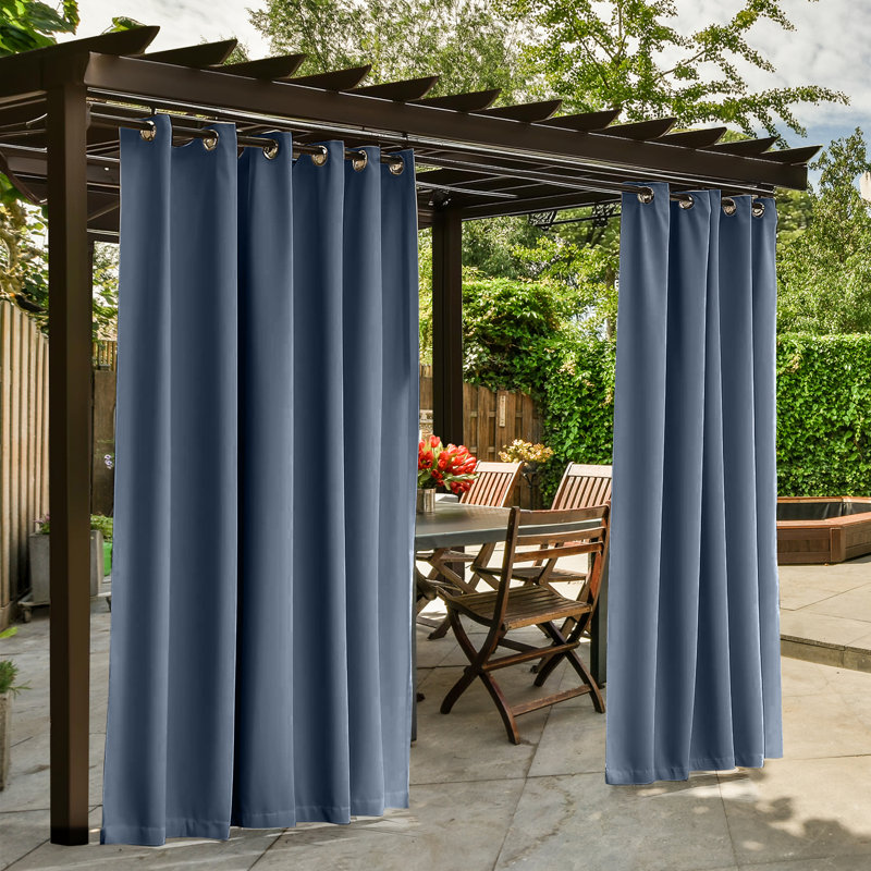 Outdoor Patio Curtains Waterproof - Darkening Thermal Insulated Curtains For Porch, Pergola, Cabana - Sunproof Blackout Drapes With Rust Proof Grommets, Set Of 2 Panels,Navy