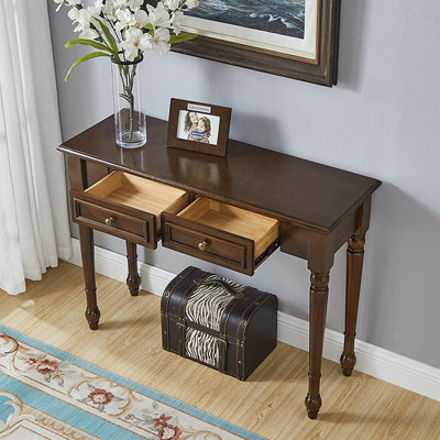 Console rectangulaire en bois massif noyer