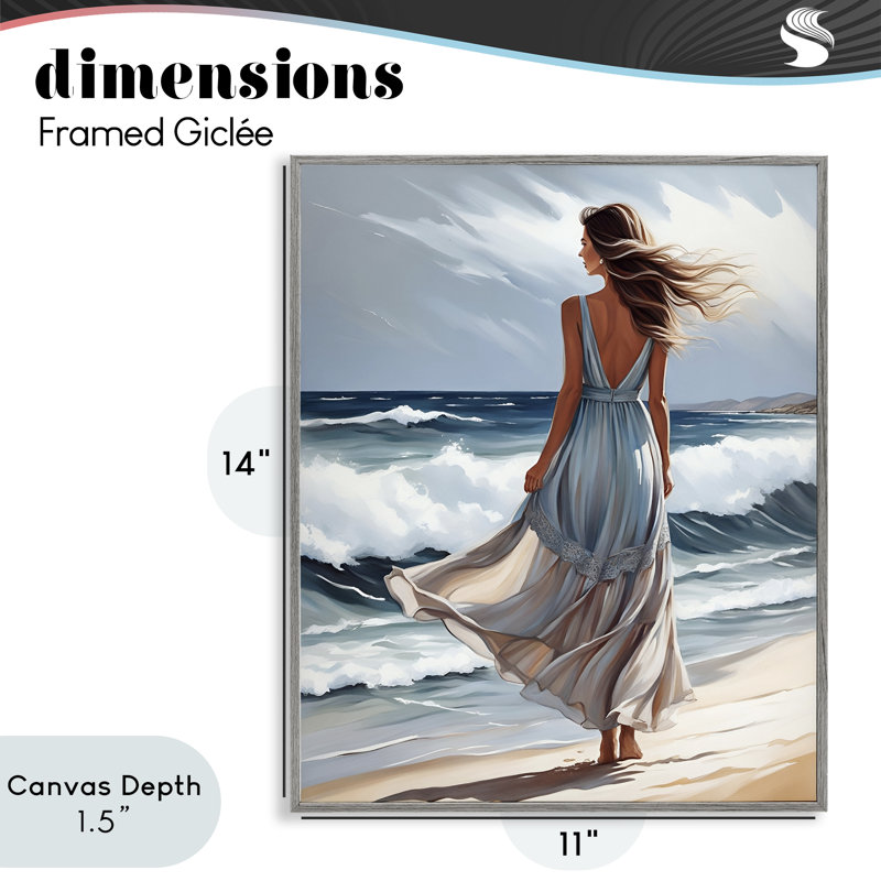 Walk In The Waves, estampe numérique, design par Tabz Jones, H 14 po x l 11 po, Estampe numérique Farmhouse