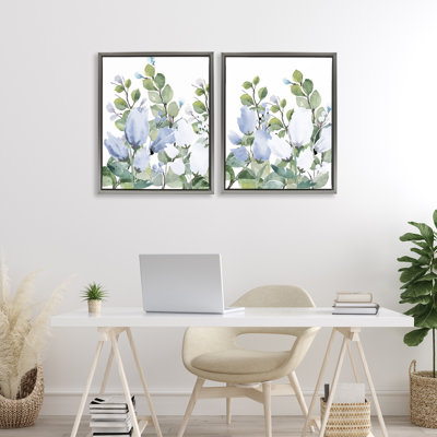 Ensemble de cadres flottants 2 pièces Blue Spring Watercolors, design par Kim Allen