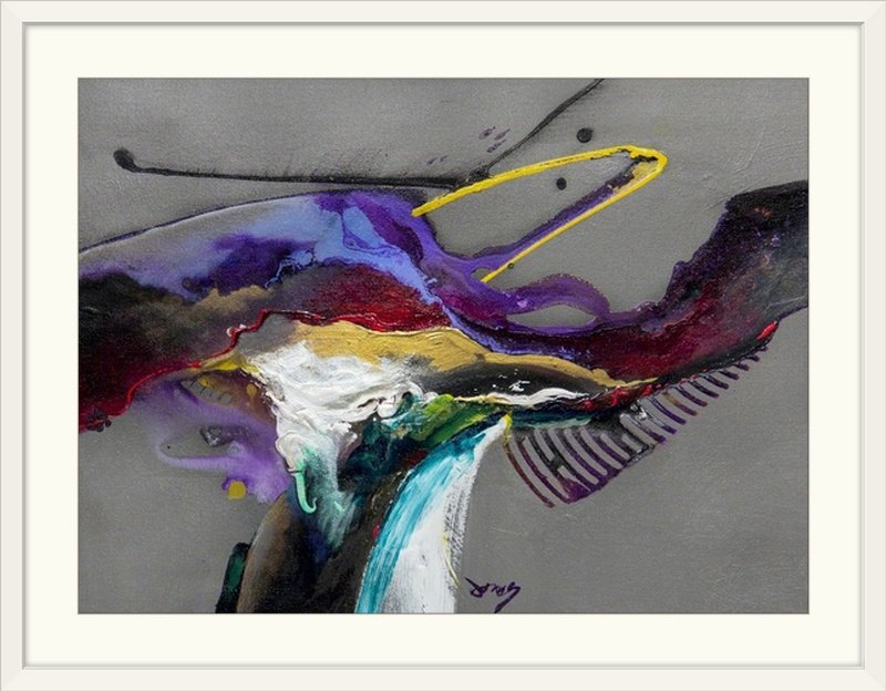 «Gesture X III» par Frioucheburg, impression, H 25 po x l 32 po x P 1 po, Cadre blanc