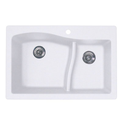 33'' L Double Bowl Granite Kitchen Sink