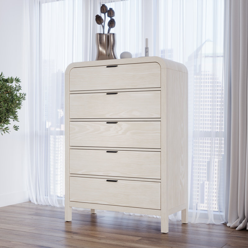 Commode 5 tiroirs Essie, Blanc