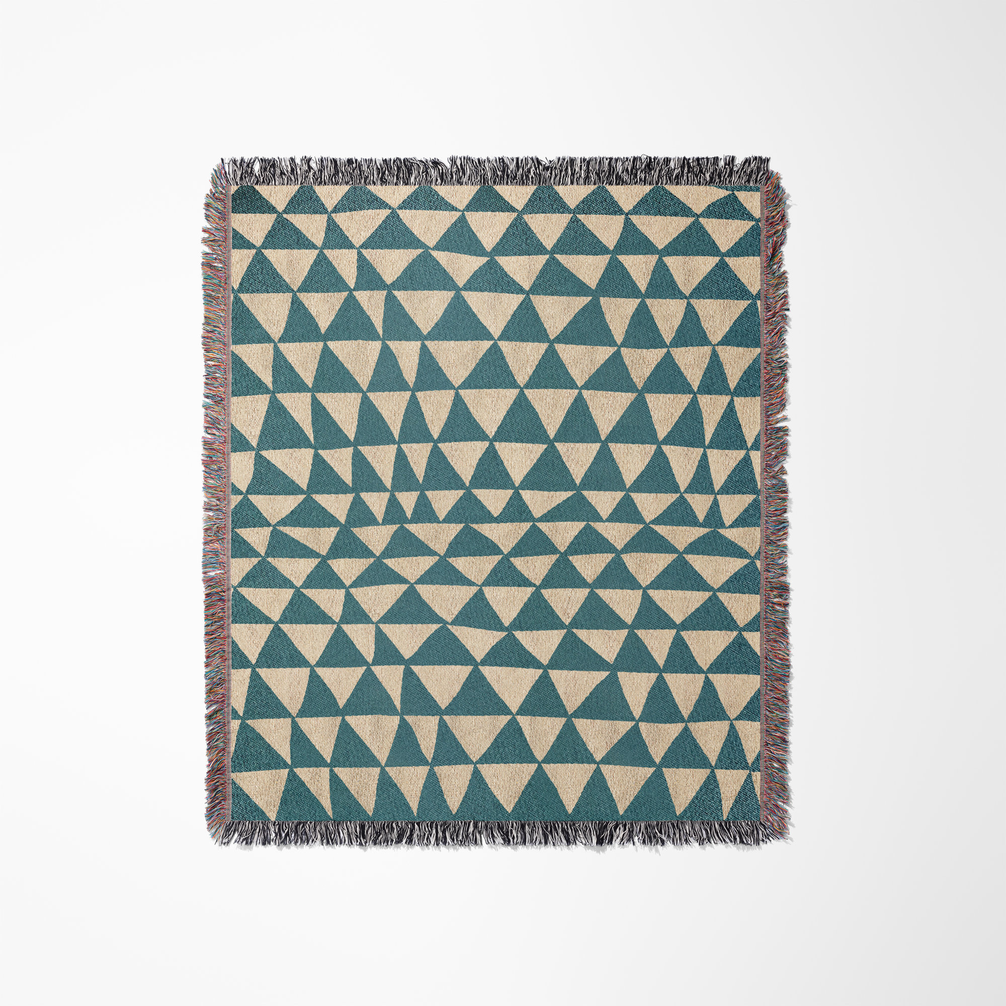 Kelia Cotton Throw Blanket, Queen, Teal/Beige