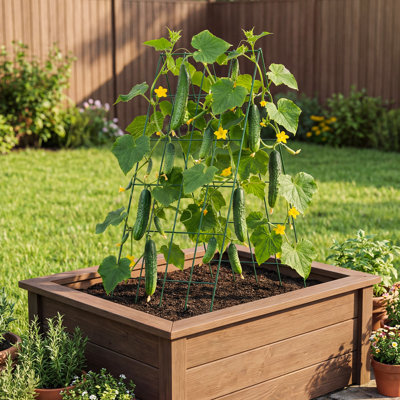 Treillis de concombre, treillis de jardin en A pour lit surélevé, support de plante en métal antirouille pour vignes, plantes grimpantes, pois, haricots, courgettes, tomates, fleurs (38,98 po x 15,75 po)