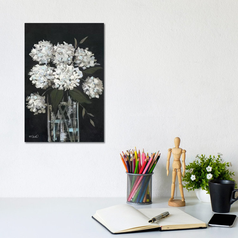 White Hydrangeas I 1 Piece Wrapped Canvas Painting, 20.32 cm H x 30.48 cm W