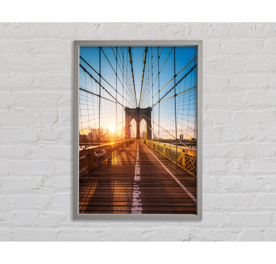 Brooklyn Bridge Sun - Einzelner Bilderrahmen Kunstdrucke auf Leinwand