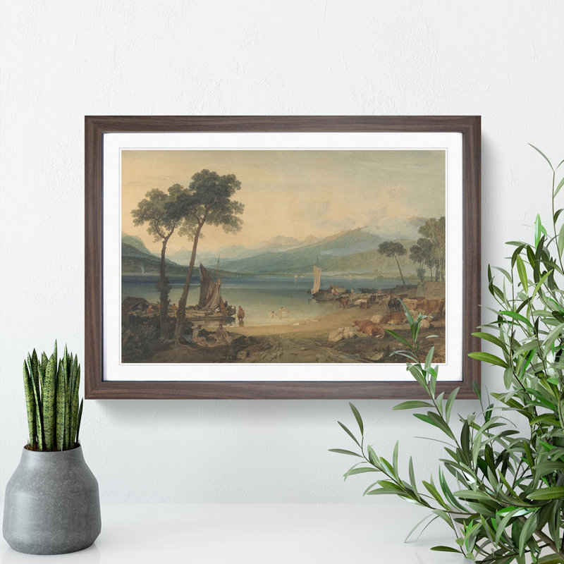 Lake Geneva by Joseph Mallord William Turner - Picture Frame Painting, 27cm H x 36cm W x 2cm D, Walnut Framed