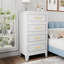 Metal White 3 Drawer Nightstand-608318354