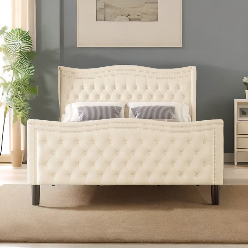 Full Size Bed Frame, Beige
