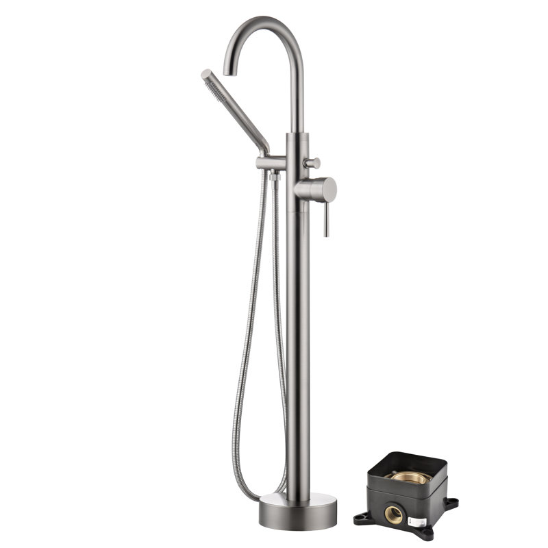 Floor Mount Bathtub Faucet,Freestanding Tub Faucet Filler with Handheld Shower, Brushed Nickel
