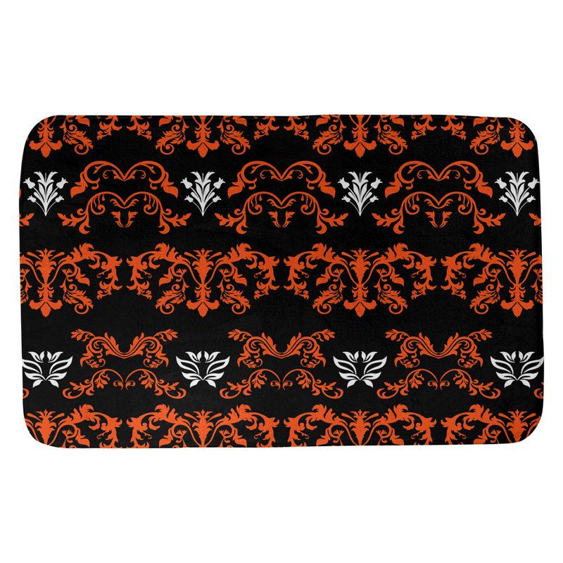 Tapis pour salle de bain Cincinnati, Orange / Noir / Blanc, l 17 po x L 24 po
