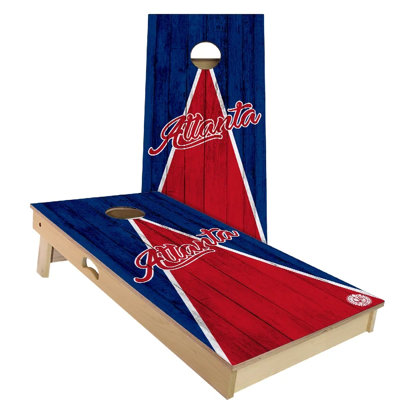 Atlanta Triangle Baseball Cornhole Board Set | Includes (2) Boards, (8) Bags & Optional Accessories