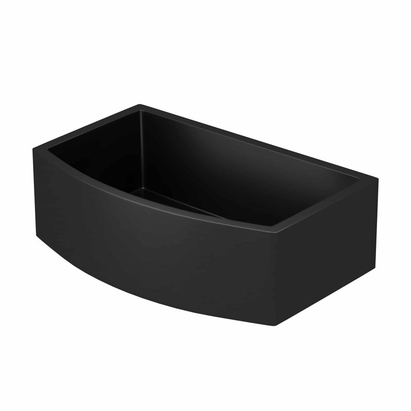 NativeStone® Concrete 33" L x 20.5" W Farmhouse Kitchen Sink with Curved Apron, Charcoal