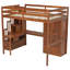 Lit mezzanine en bois massif pour enfants avec bureau, station de charge, bibliothèques et garde-robe-422572756
