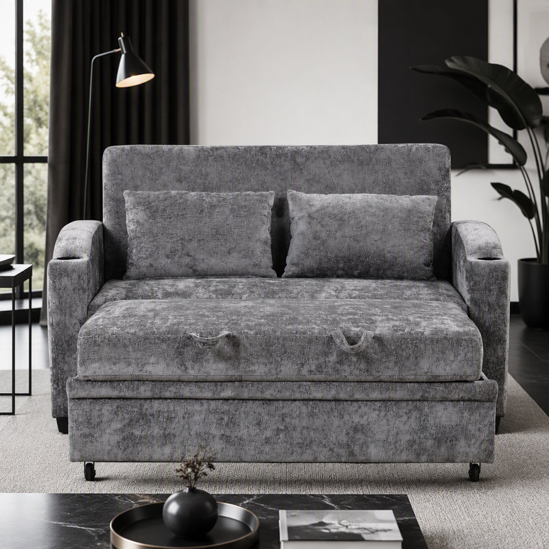 Canapé-lit convertible moderne avec des caractéristiques avancées pour une vie confortable, Gris chenille