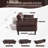 82.7'' Faux Leather Convertible Sofa, Mid Century Modern Leather Futon Sofa Bed with Adjustable Backrest Armrest & Storage Pocket-1003418145-1002287344