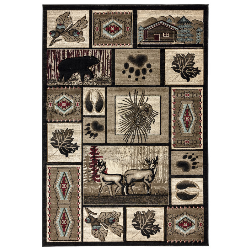 Tapis brun / beige Keeling, Rectangle 2 pi 1 po x 3 pi 3 po
