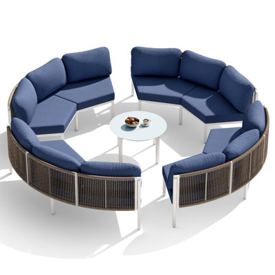  Ensemble de conversation pour patio pour 8 personnes en aluminium avec table