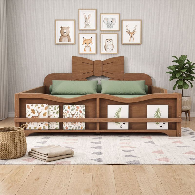 Lit plateforme avec bibliothèque, Full, Deep Natural