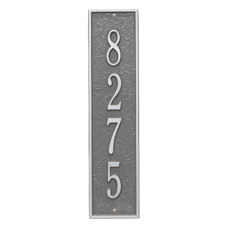 Plaque d'adresse murale personnalisée 4 lignes Hagen, Étain/Argent