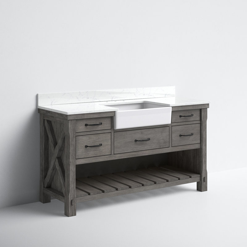 Ensemble de meuble-lavabo simple 60 po Villareal, Gris classique