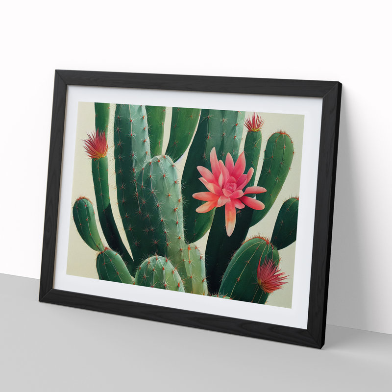 Splendorous Cactus - Framed Print, 25cm H x 34cm W x 2cm D, Black