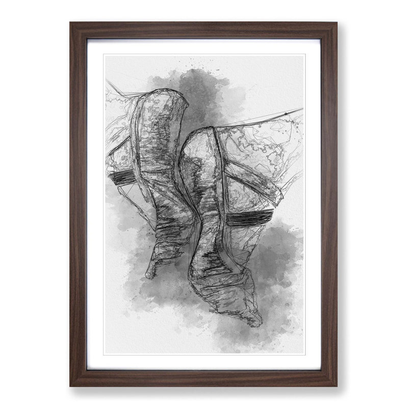 The Feet of a Ballet Dancer in Abstract - Picture Frame Graphic Art Print, Walnut Framed, 65cm H x 48cm W x 2cm D