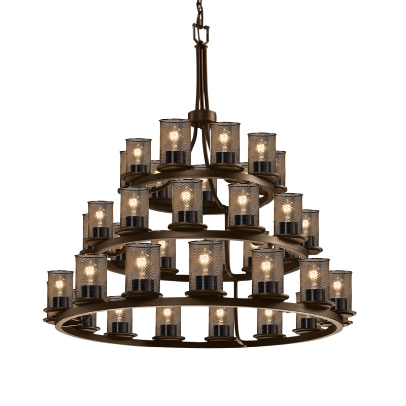 Lustre en roue de chariot Lohner, Bronze foncé, 36
