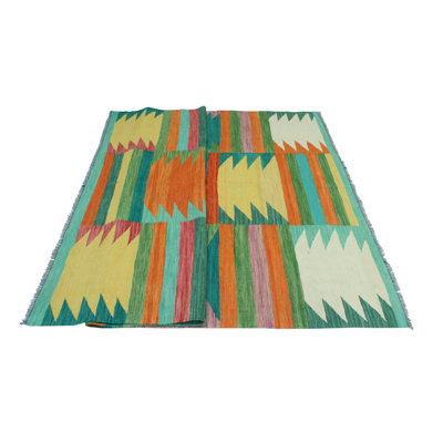 Modern Flatweave Evanee Green Rug