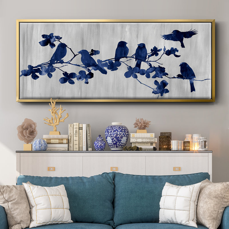 Indigo Hangout- Framed Canvas, 8" H x 20" W