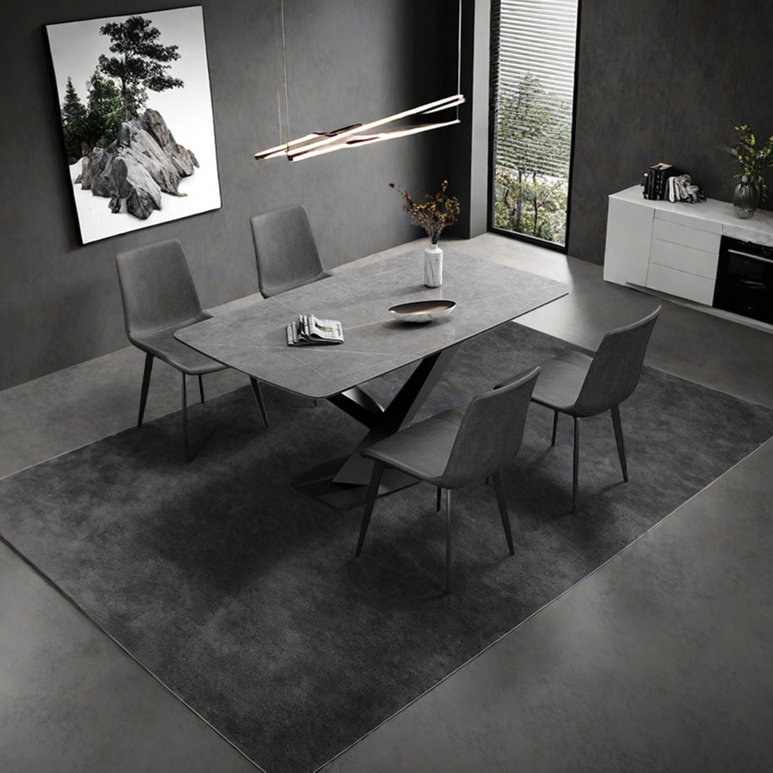 Zhang's SereneLodge Light Luxury Style Rock Slab Dining Table | Wayfair