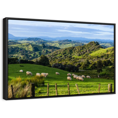 Nature " Sheep In Grassy Field Wall Art "