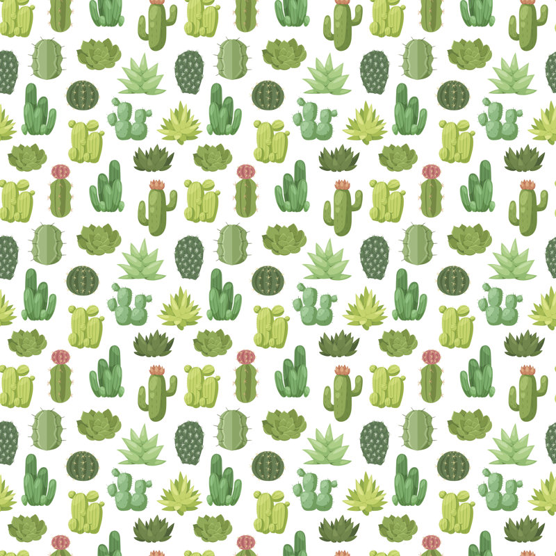 Cactus Doodle Seamless Pattern Vector by VectorMoon - Wrapped Canvas Print, 51cm H x 51cm W x 3.8cm D