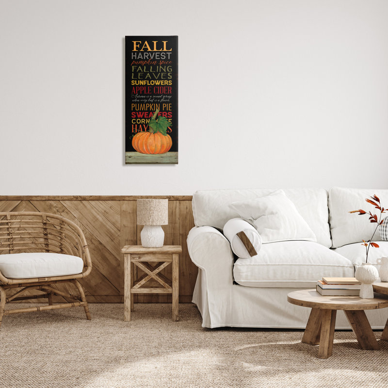 «Fall Harvest Autumn Seasonal» par Stephanie Workman Marrott - impression d'art graphique, H 40 po x l 17 po