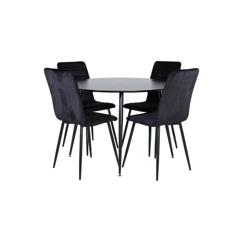 Crigler 4 - Person Dining Set, Black, Black