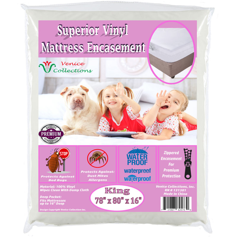 Superior-Mattress Waterproof Zipper Mattress Protector Case Pack, Queen
