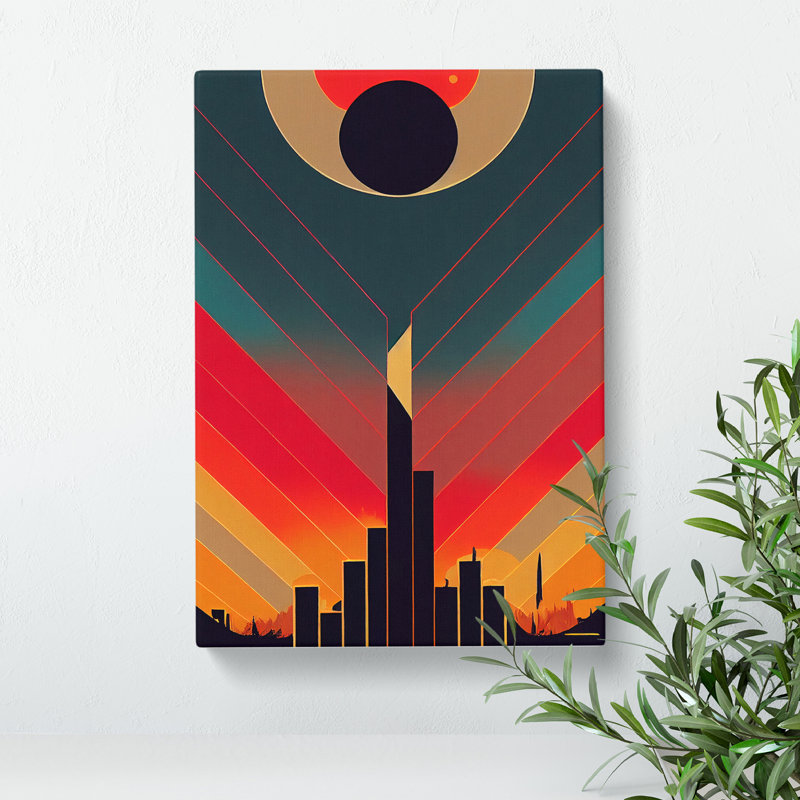 Splendid Art Deco Sunset No.1 - Wrapped Canvas, 50cm H x 35cm W x 3cm D