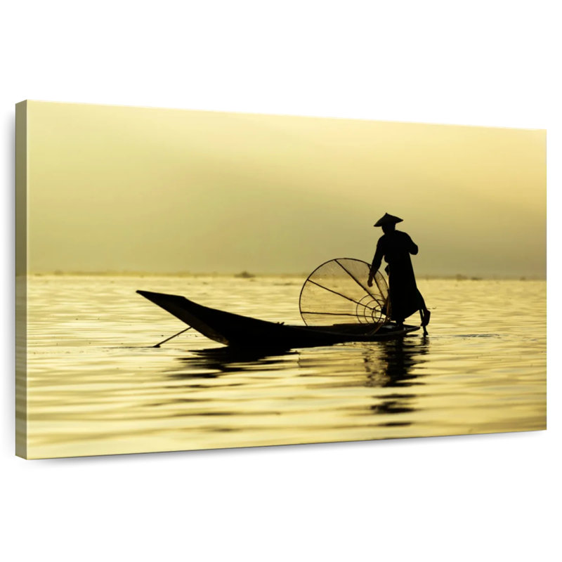 Pêcheur du lac Senne Inle, H 8 po x l 12 po