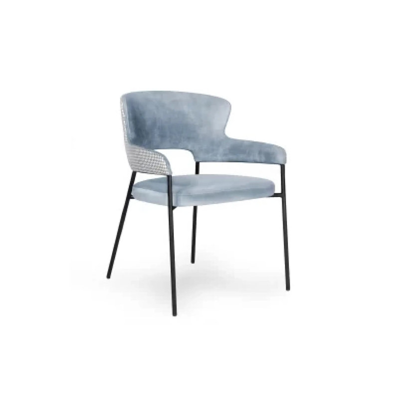 Fauteuil moderne à structure en métal avec assise et dossier rembourrés