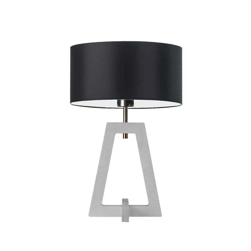 Addilyne Solid Wood Table Lamp, White, Black