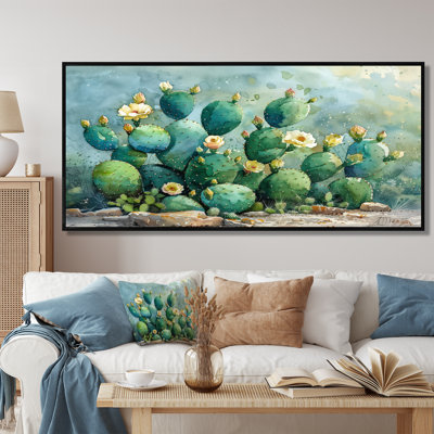 Vert, jaune, désert, jardin de cactus III - art mural floral cactus