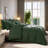 NEXHOME PRO Duvet Cover Set King Size Linen Feel Textured Organic Natural 100% Washed Cotton Duvet Cover 3 Pieces Bedding Set with Zipper Closure, Breathable, Soft, Forest Green (No Comforter)-117045083-117045067