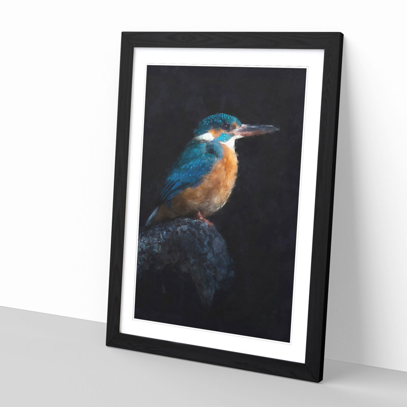 Kingfisher Bird - Picture Frame Painting Print, 63cm H x 45cm W x 2cm D, Black Framed