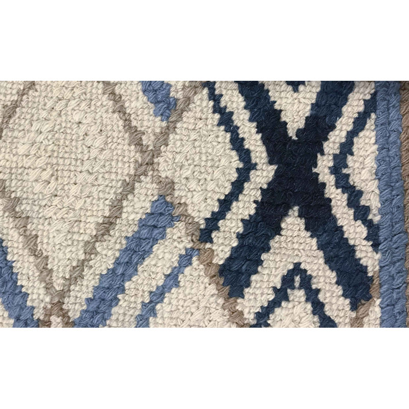 Hand-Knotted High-Quality Beige and Navy Area Rug