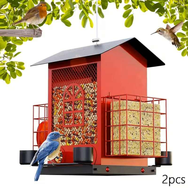 Mangeoire pour oiseaux 2 pièces Red House