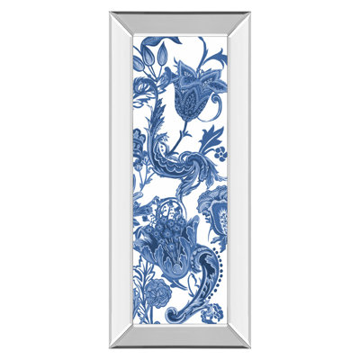 Indigo Chintz VI Wall Art - 18" x 42" - Mirrored Frame