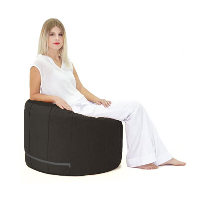 Medium Round Bud Velvet Bean Bag Cover - 27.5" X 27.5" - Black