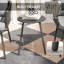 3 Piece Grey Rattan Bistro Set with 2 Chairs and Round Coffee Table, Garden Balcony Furniture with 4 Cushions and Steel Frame